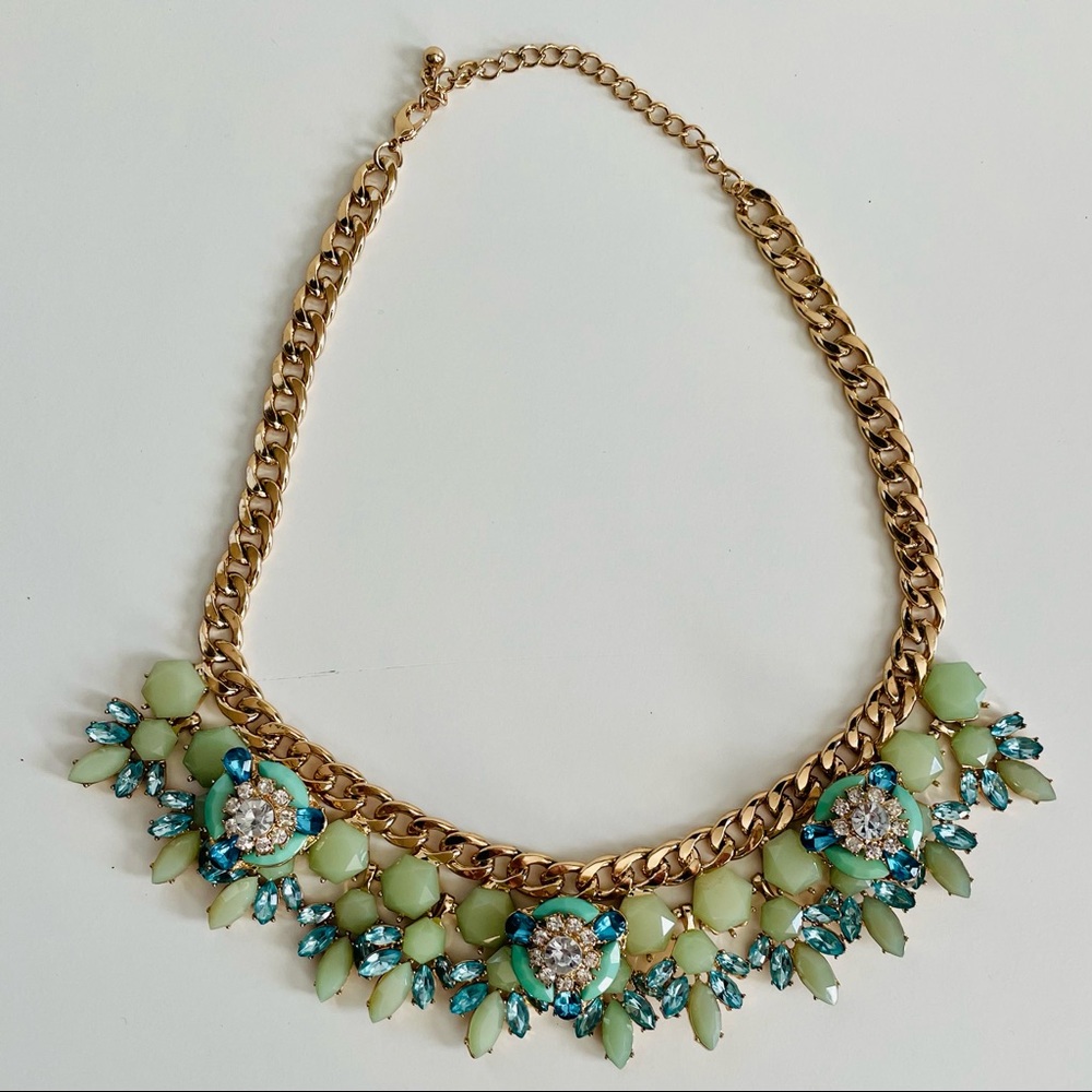 Simulated Gemstone Statement Necklace - Jade Flow… - image 4